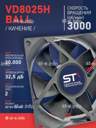 Вентилятор  VD8025H Ball (качения) 12V - st-e.info - Златоуст
