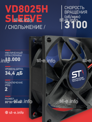 Вентилятор VD8025H sleeve (скольжение) 24V - st-e.info - Златоуст